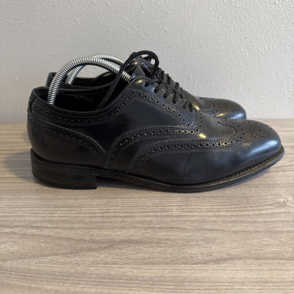 Florsheim Men's Lexington Wingtip Brogue Oxfords Leather Black Shoes Size 10 3D‎